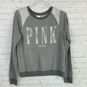 Victoria’s Secret Love Pink Gray “PINK” Graphic Pullover Sweatshirt Size Small